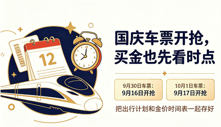 国庆7天假今天开抢车票：9月30日的票今天开卖，买金也看这张时间表