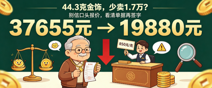 黄金回收口头报价不能信！老人卖金差 17775 元，这个教训一定要看