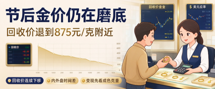 手上旧金饰缩水了：回收价从 889 退到 875，这十天发生了什么