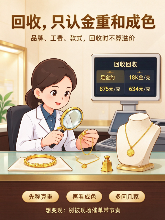 手上旧金饰缩水了:回收价从 889 退到 875,这十天发生了什么