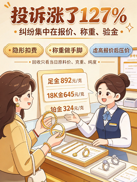 黄金回收投诉一季度同比涨 127%:虚高报价、鬼秤、火烧压价怎么防